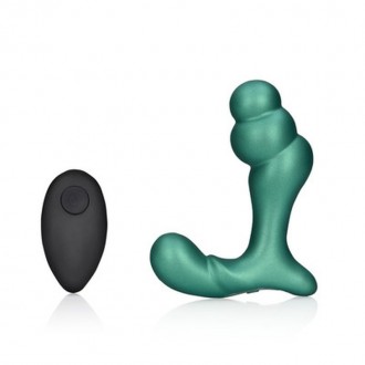 STACKED VIBRATING PROSTATE MASSAGER WITH REMOTE CONTROL - METALLIC GREEN