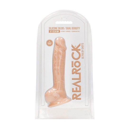 SILICONE DILDO WITH BALLS - 9 / 23 CM