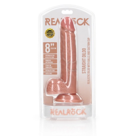 STRAIGHT REALISTIC DILDO WITH BALLS AND SUCTION CUP - 8 / 20,5 CM