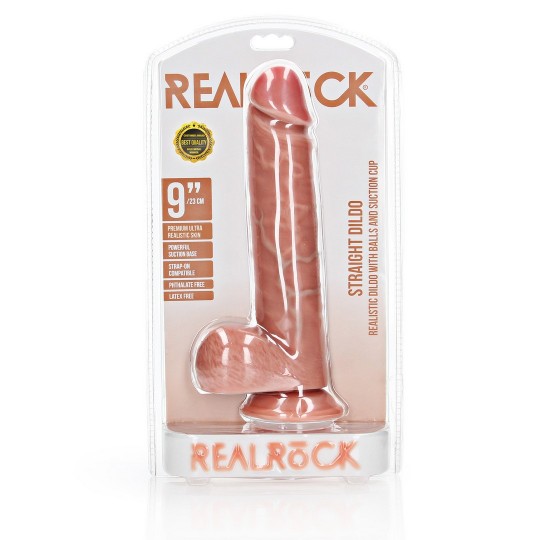 STRAIGHT REALISTIC DILDO WITH BALLS AND SUCTION CUP - 9 / 23 CM