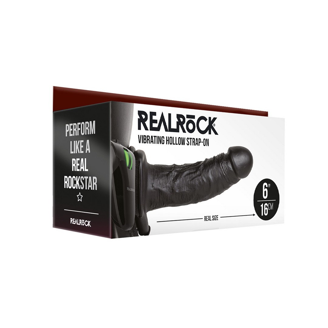 VIBRATING HOLLOW STRAP-ON WITHOUT BALLS - 6 / 15,5 CM