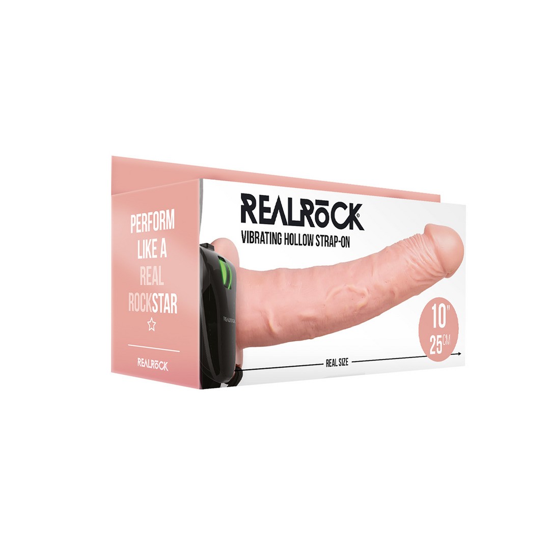 VIBRATING HOLLOW STRAP-ON WITHOUT BALLS - 10 / 24,5 CM