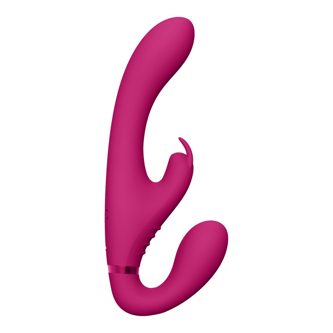 SUKI - VIBRATING STRAPLESS STRAP-ON RABBIT - PINK