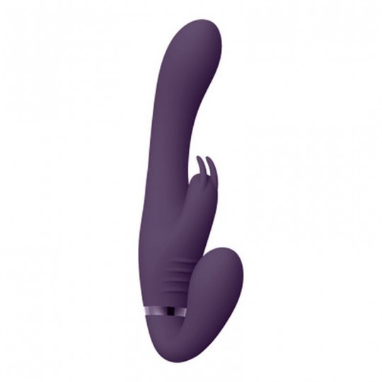 SUKI - VIBRATING STRAPLESS STRAP-ON RABBIT - PURPLE