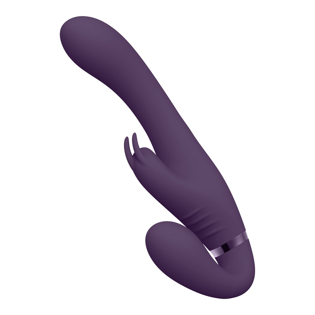 SUKI - VIBRATING STRAPLESS STRAP-ON RABBIT - PURPLE