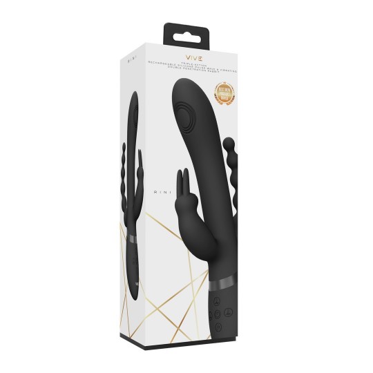 RINI - PULSE WAVE  VIBRATING DOUBLE PENETRATION RABBIT - BLACK