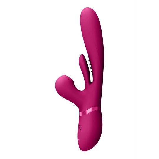 KURA - THRUSTING G-SPOT VIBRATOR WITH FLAPPING TONGUE AND PULSE WAVE STIMULATOR - PINK