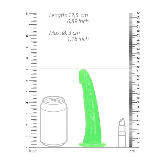 SLIM REALISTIC DILDO WITH SUCTION CUP - GLOW IN THE DARK - 6&#039;&#039; / 15,5 CM