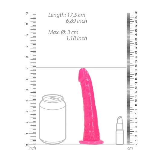 SLIM REALISTIC DILDO WITH SUCTION CUP - GLOW IN THE DARK - 6\&#039;\&#039; / 15,5 CM