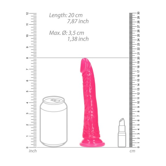 SLIM REALISTIC DILDO WITH SUCTION CUP - GLOW IN THE DARK - 7\&#039;\&#039; / 18 CM