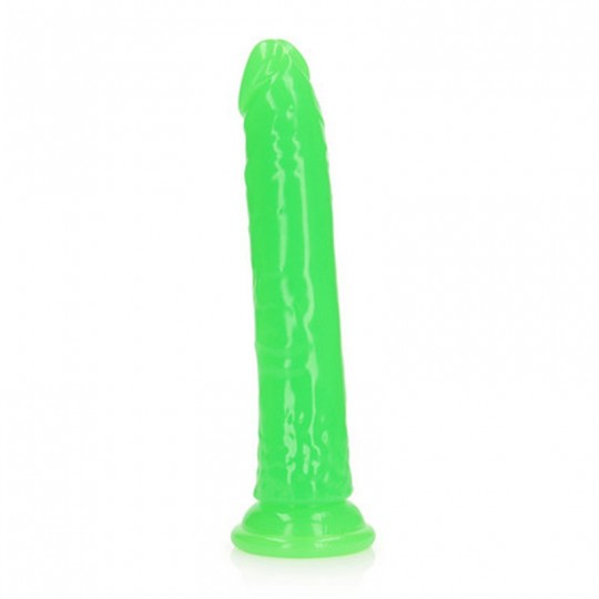 SLIM REALISTIC DILDO WITH SUCTION CUP - GLOW IN THE DARK - 9\&#039;\&#039; / 22,5 CM