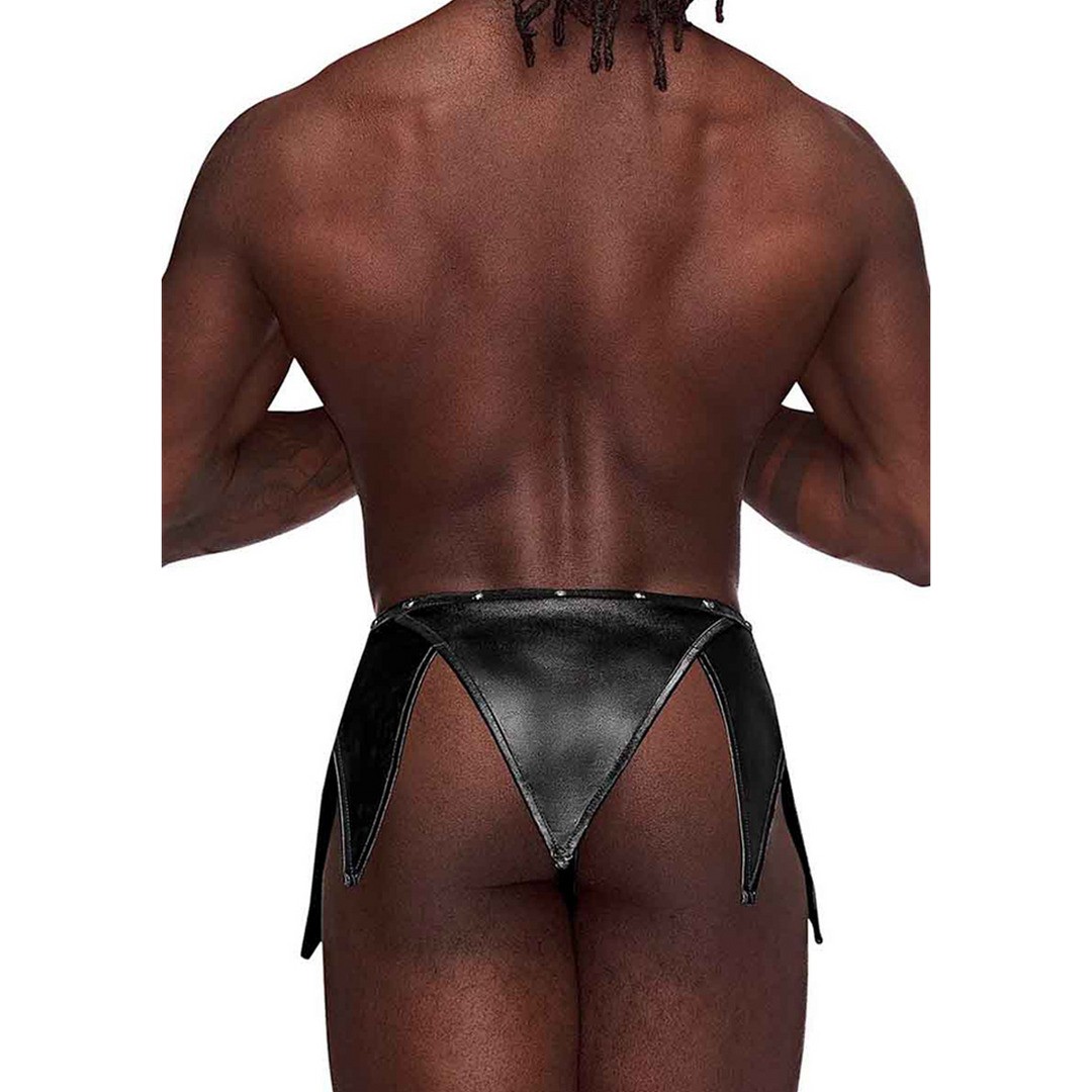 EROS - GLADIATOR KILT DESIGN WITH AN ATTACHED THONG - BLACK