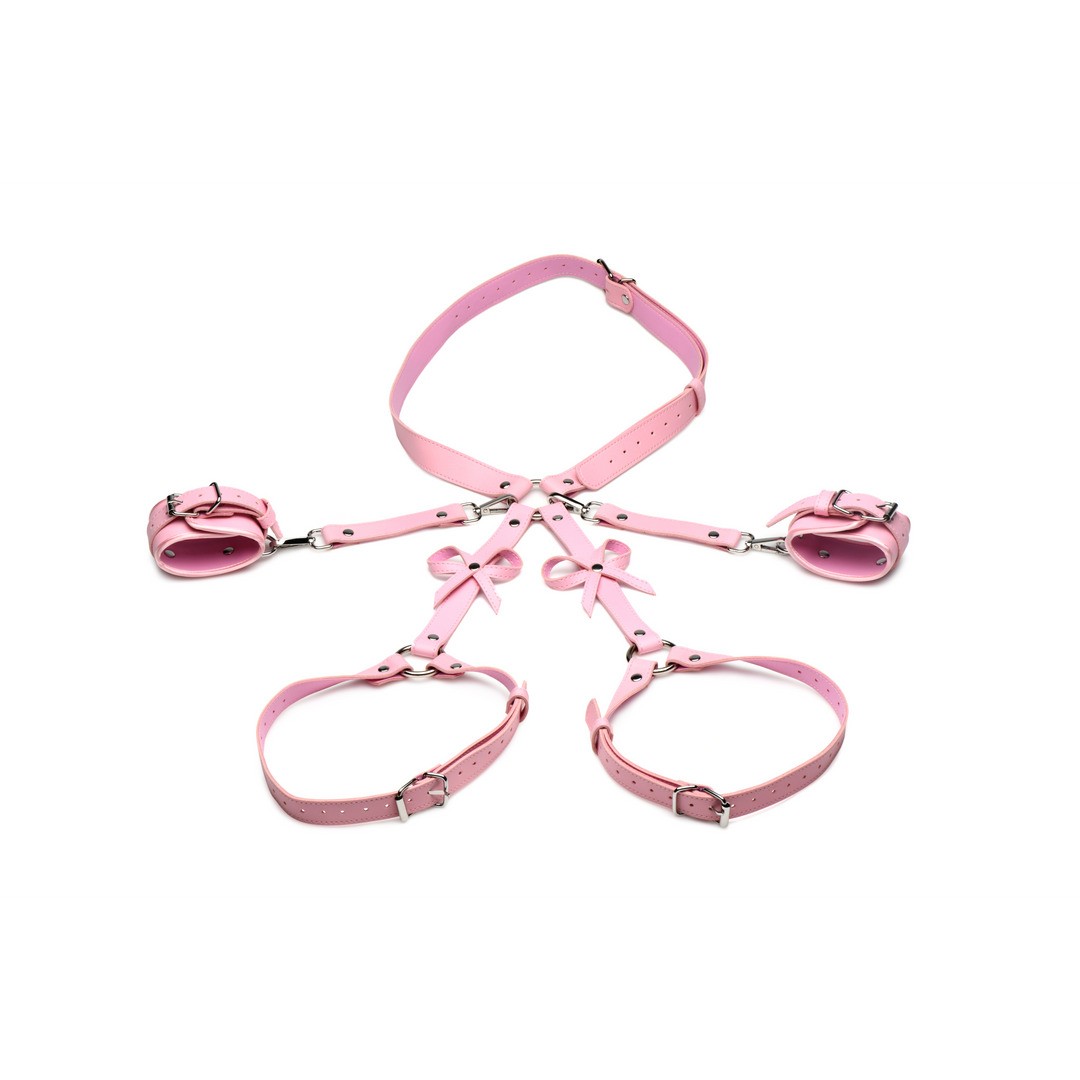 BONDAGE HARNESS WITH BOWS - PINK