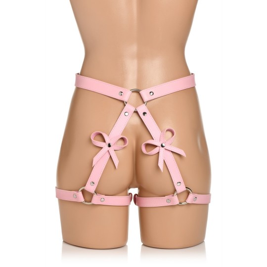 BONDAGE HARNESS WITH BOWS - XL/2XL - PINK