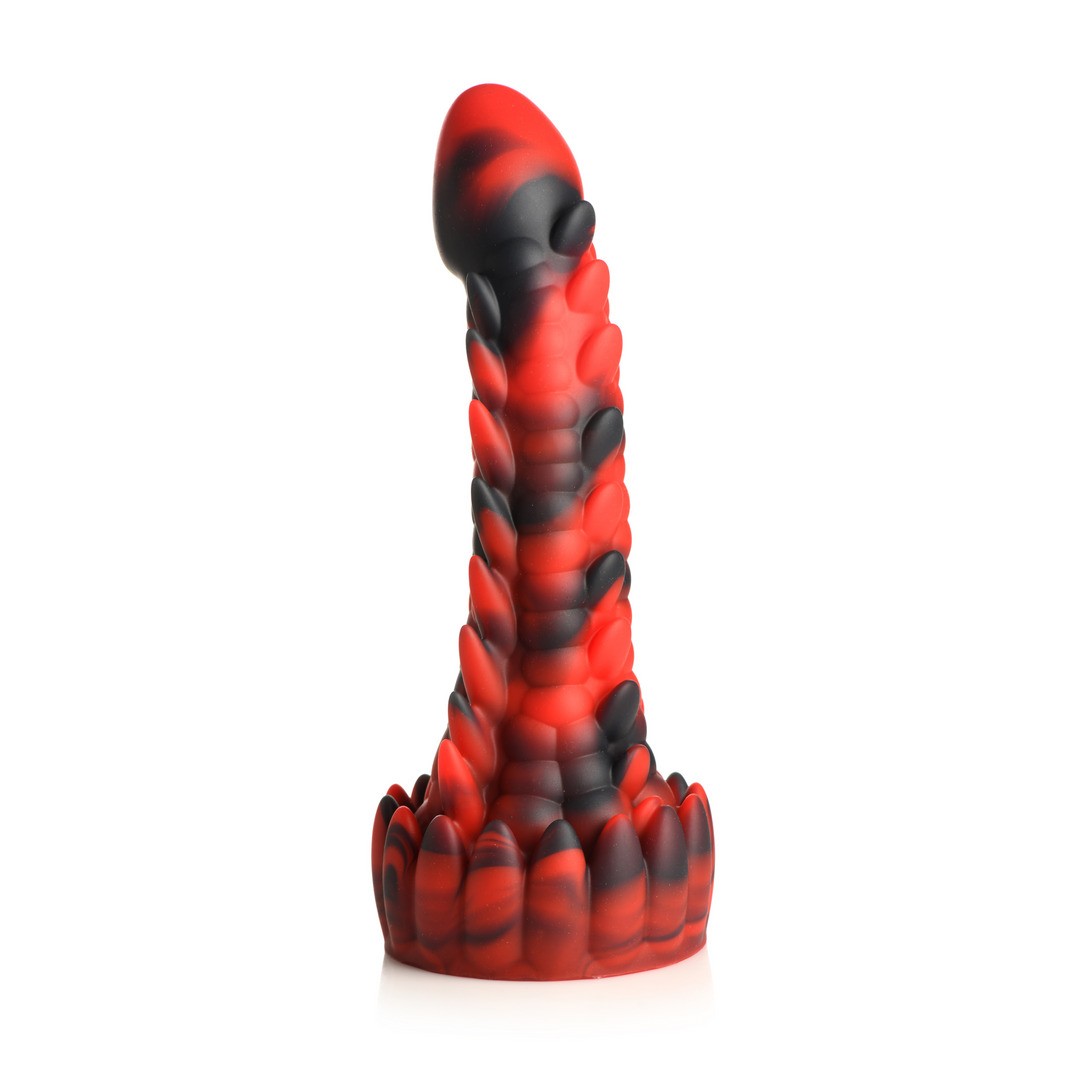 DEMON RISING - SCALY DRAGON SILICONE DILDO - RED/BLACK