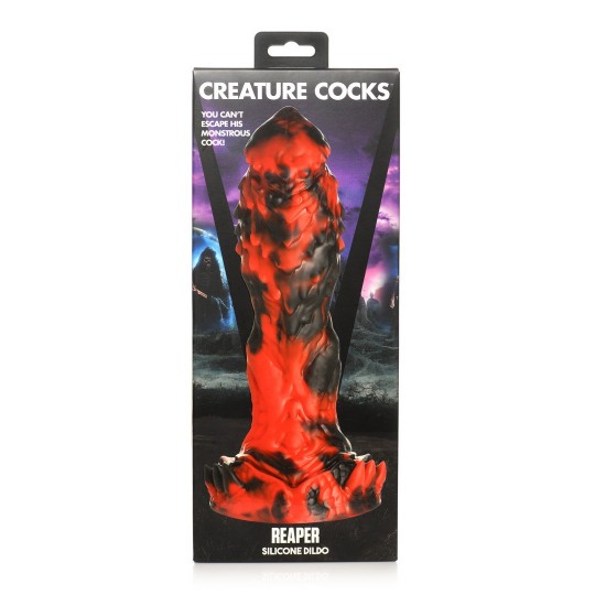 GRIM REAPER - SILICONE DILDO - RED/BLACK