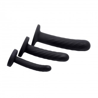 STRAP-ON SILICONE 3 PIECE SET - BLACK