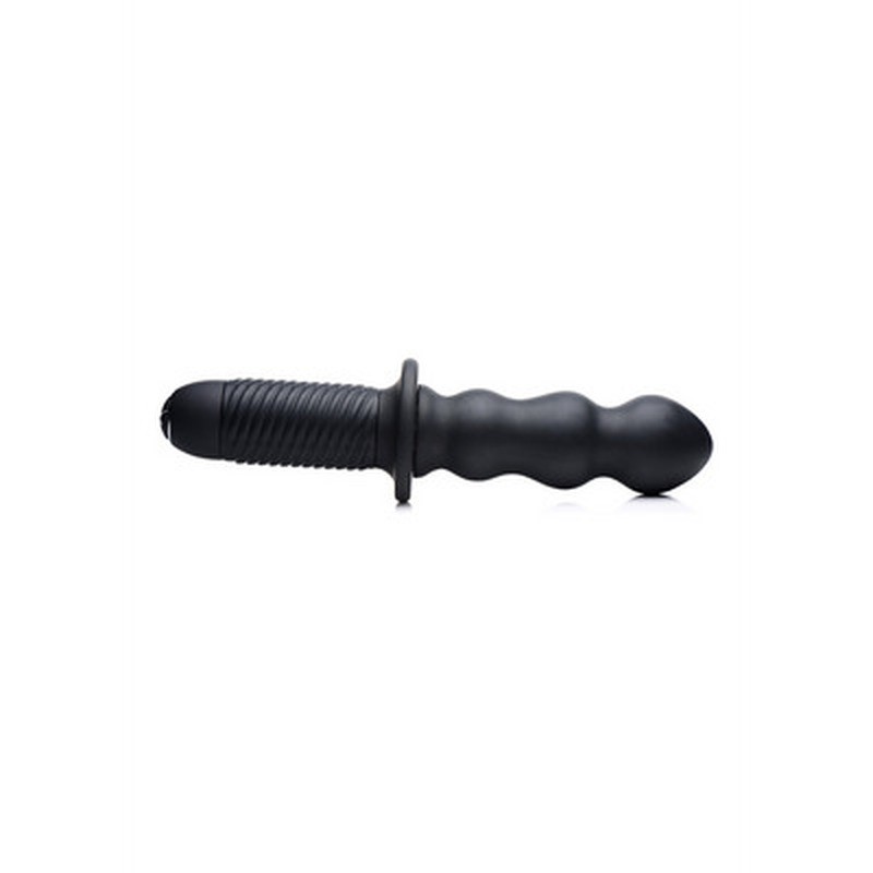 THE GROOVE - SILICONE VIBRATOR WITH HANDLE - BLACK