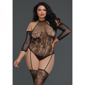 FISHNET TEDDY BODYSTOCKING - PLUS SIZE