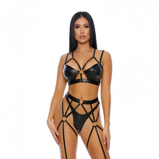 THAT&#039;S MY SPOT CHEETAH PRINT LINGERIE SET - BLACK