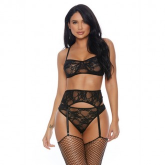 LACE ME DOWN - BRA, GARTER BELT AND PANTY