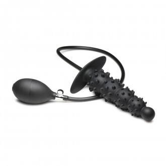 ASS PUFFER - NUBBED INFLATABLE SILICONE ANAL PLUG - BLACK