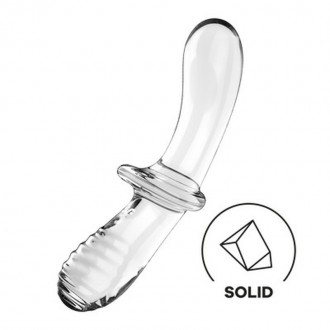 DOUBLE CRYSTAL - GLASS DILDO - TRANSPARENT