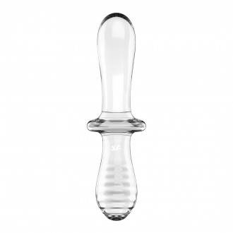 DOUBLE CRYSTAL - GLASS DILDO - TRANSPARENT