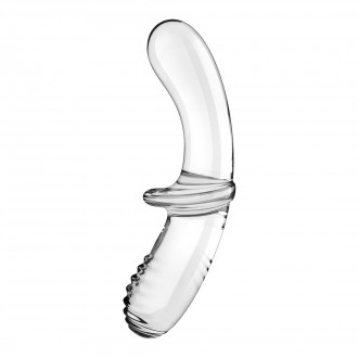 DOUBLE CRYSTAL - GLASS DILDO - TRANSPARENT