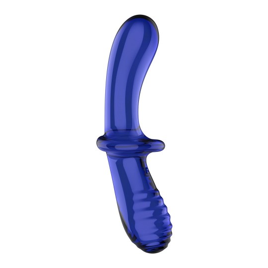 DOUBLE CRYSTAL - GLASS DILDO - LIGHT BLUE