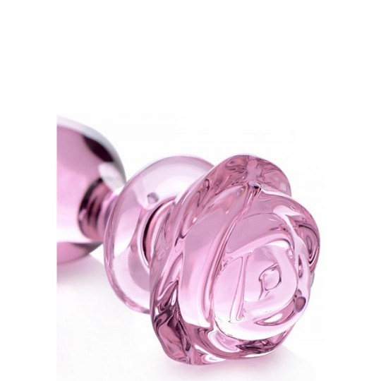 PINK ROSE - GLASS BUTT PLUG - LARGE