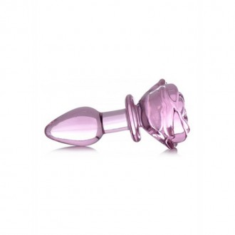 PINK ROSE - GLASS BUTT PLUG - SMALL