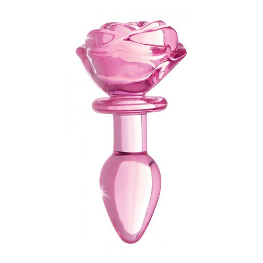 PINK ROSE - GLASS BUTT PLUG - SMALL