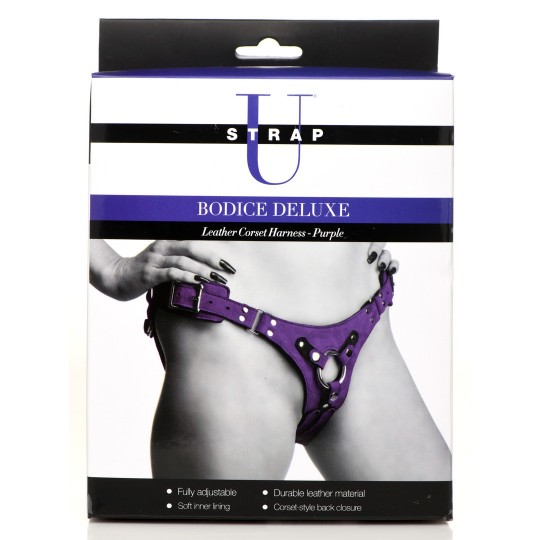 BODICE DELUXE - LEATHER CORSET HARNESS - PURPLE