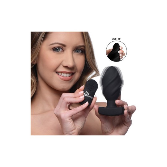 SWIRLED VIBRATING BUTT PLUG WITH REMOTE CONTROL