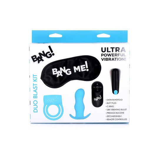 DUO BLAST KIT - COCKRING, BUTT PLUG, BULLET VIBRATOR AND BLINDFOLD