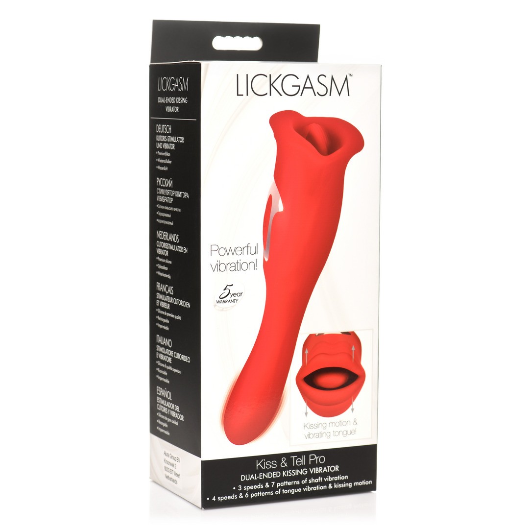 KISS AND TELL PRO - DUAL-ENDED KISSING VIBRATOR - RED