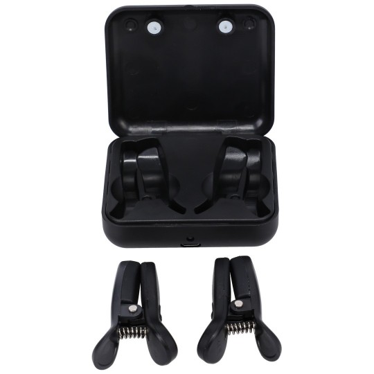 VIBRO GRIPPERS - VIBRATING NIPPLE CLAMPS WITH CASE - BLACK