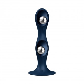 DOUBLE BALL-R - WEIGHTED DILDO - DARK BLUE