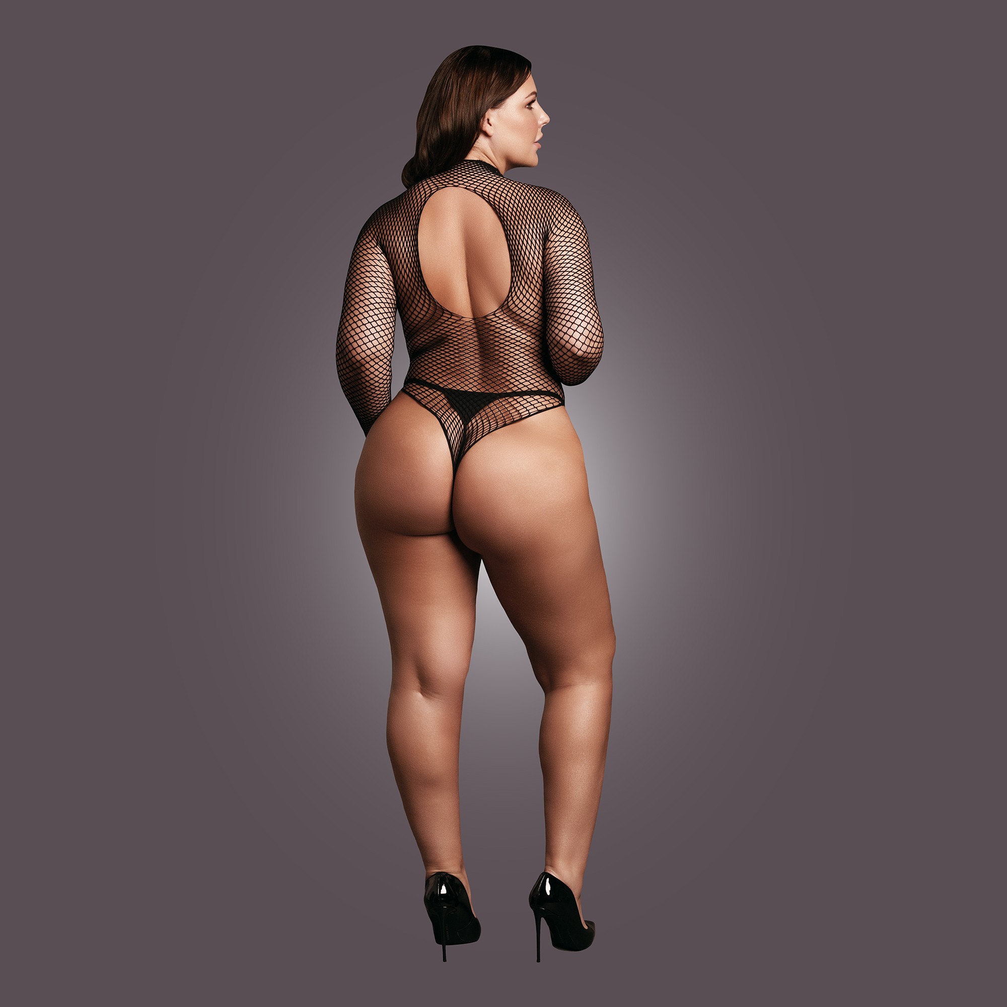 BODY WITH FISHNET STRUCTURE AND TURTLE NECK - OSX - BLACK