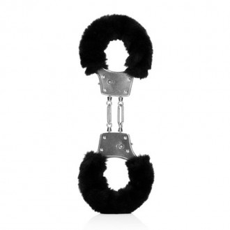 FURRY METAL HAND CUFFS - BLACK