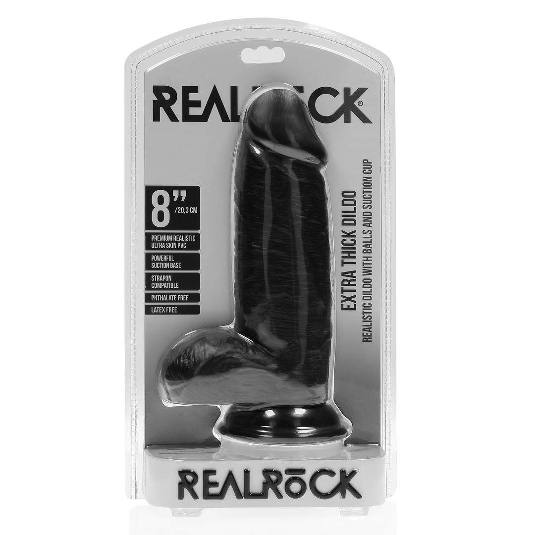 EXTRA THICK STRAIGHT WITH BALLS 8 / 20,3 CM - BLACK