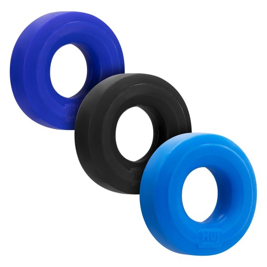 HUJ3 - COCKRING 3-PACK - TAR / COBALT / AQUA