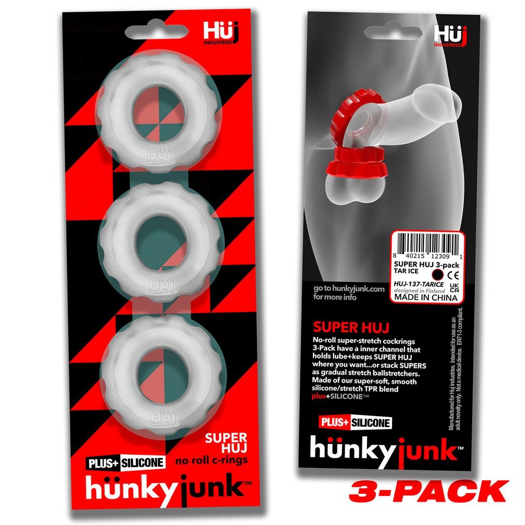 SUPER HUJ - 3-PACK STRETCHY COCKRINGS - CLEAR ICE