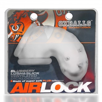 CAGE AIRLOCK - AIR-LITE VENTED CHASTITY - CLEAR ICE OXBALLS