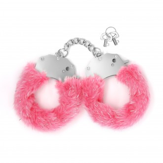 SPANGLE MANETTE IN METALLO CON PELUCHE ROSA CRUSHIOUS