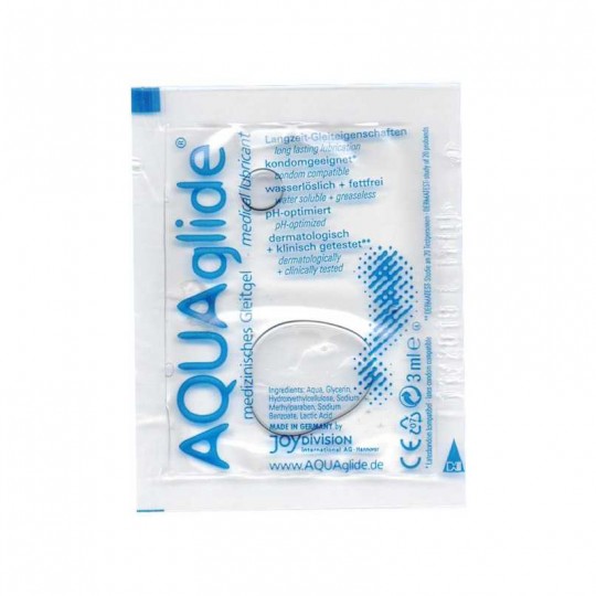 NOTICE D&#039;INFORMATION AVEC LE SACHET DE LUBRIFIANT AQUAGLIDE NEUTRE 3ML