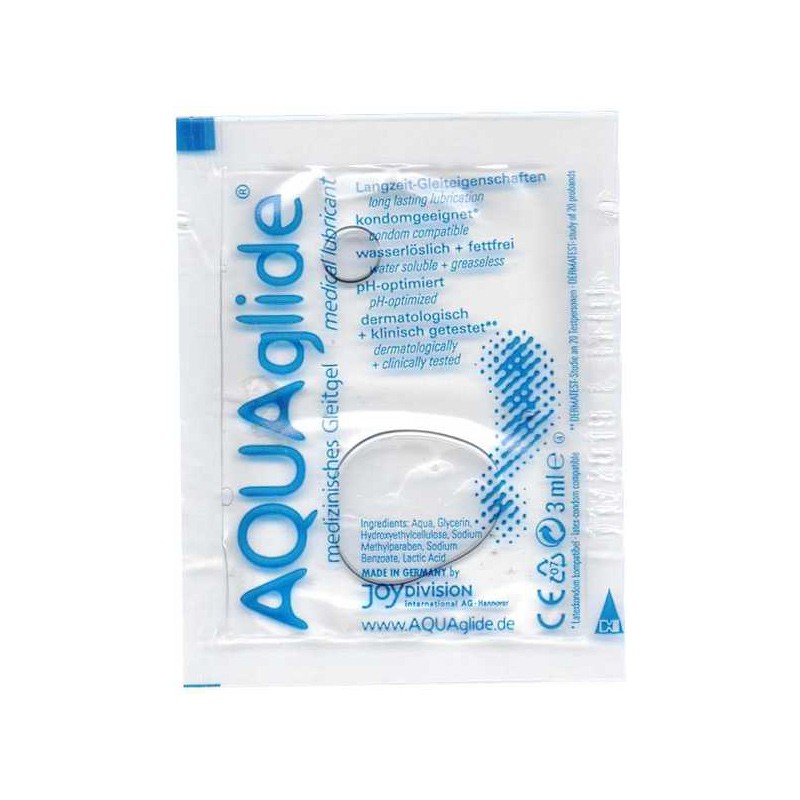 NOTICE D&#039;INFORMATION AVEC LE SACHET DE LUBRIFIANT AQUAGLIDE NEUTRE 3ML