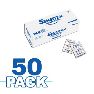 PACK OF 50 BOXES OF SENSITEX NATURAL PROFESSIONAL CONDOMS 144 UNITS