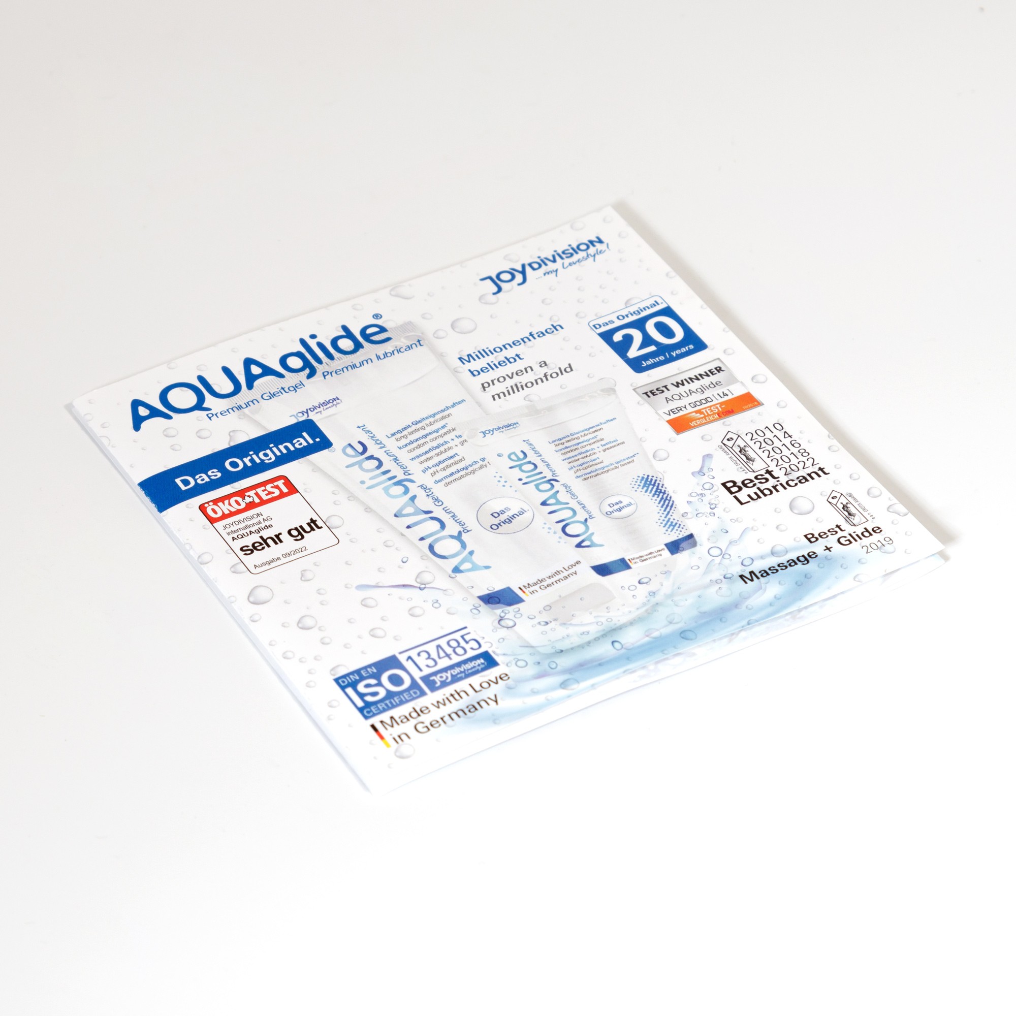 FOLLETO INFORMATIVO CON SOBRE DE LUBRICANTE AQUAGLIDE NEUTRO 3ML